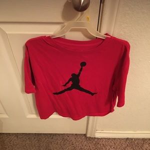 Red w/ Black Air Jordan Jumpman Croptop Tee
